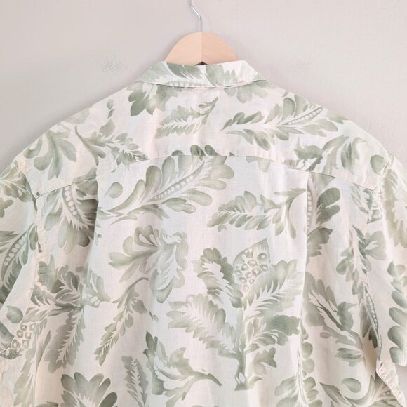 Vintage Nautica Men's Linen Blend Hawaiian Shirt Botanical‎ Tropical Vacation XL - Picture 10 of 14